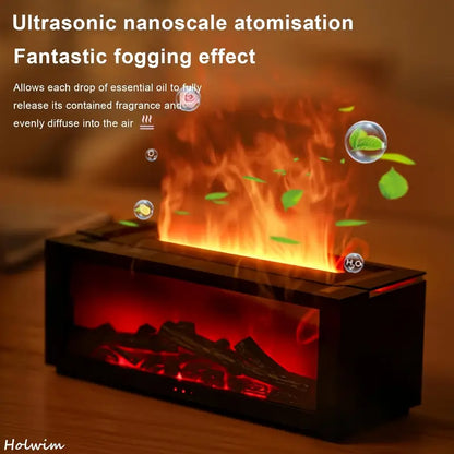 Fireplace-Inspired Aromatherapy Diffuser with Cool Mist Humidifier