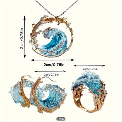 3-piece Set Ocean Oath Blue Wave Jewelry