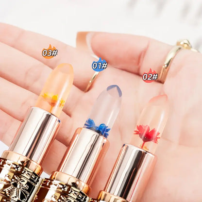 3pcs Flower-Shaped Crystal Gel Lipstick Set