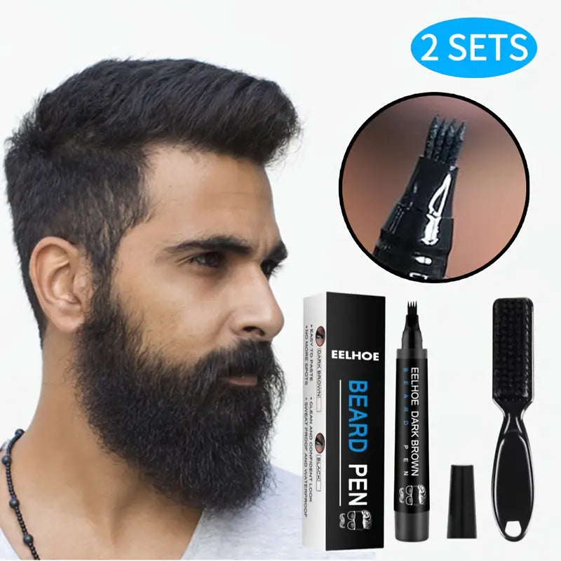 Scacto 2Set Beard Pencil Waterproof Beard Filler Pen Kit For Men-2PCS