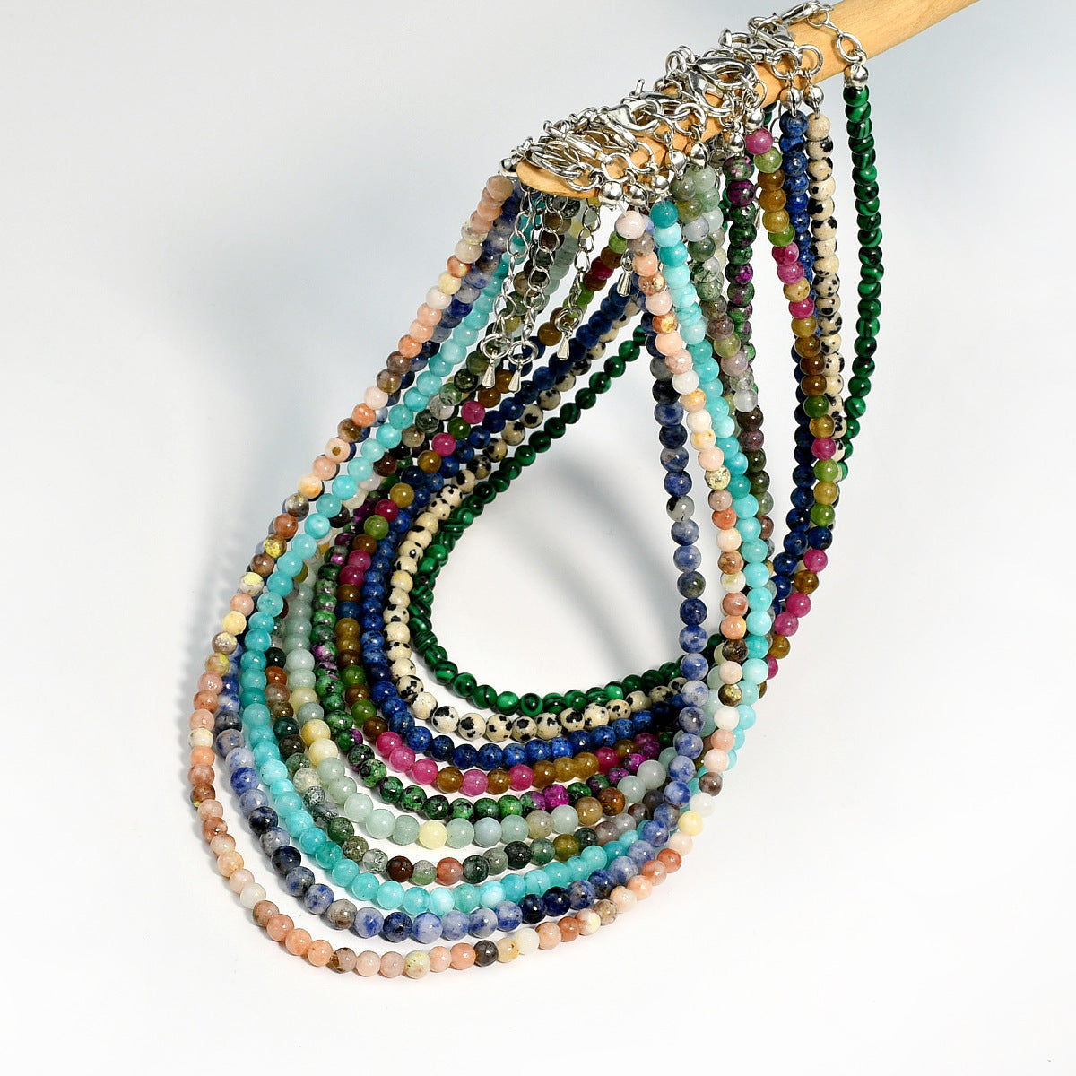 10 colored tourmaline beaded necklaces