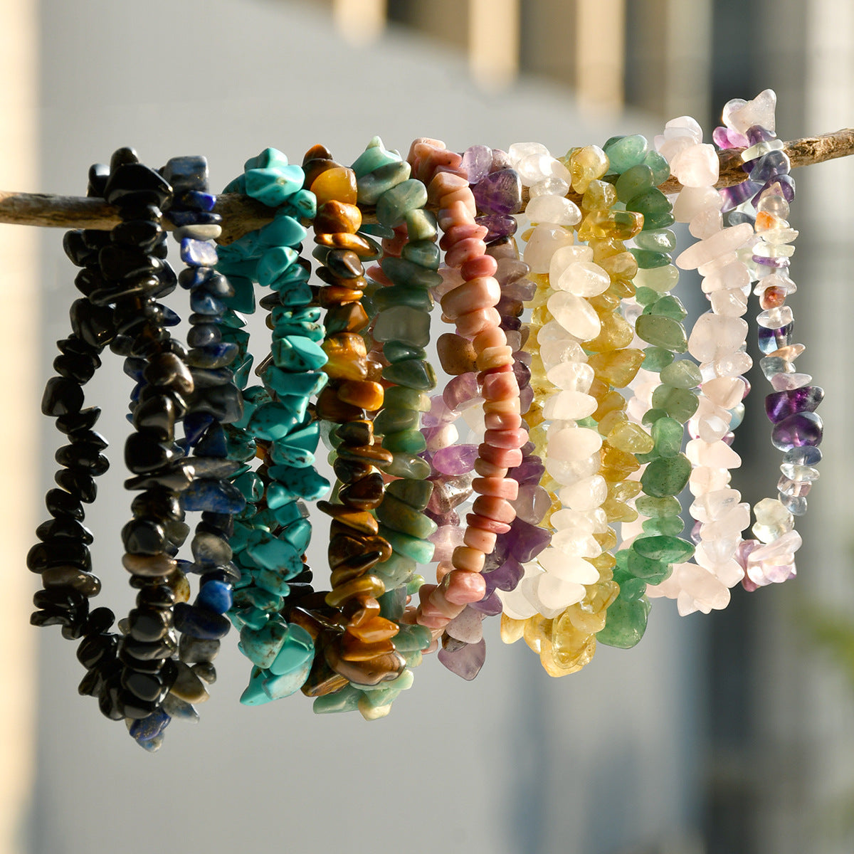 All-match handmade irregular agate bracelet-8pcs