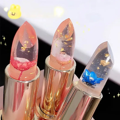 3pcs Flower-Shaped Crystal Gel Lipstick Set