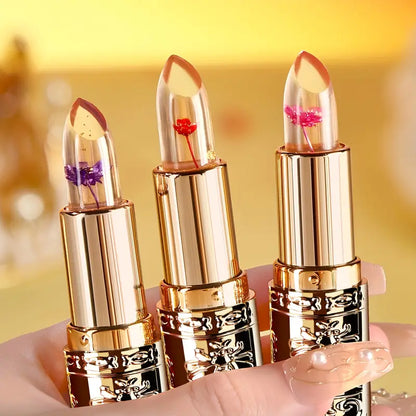 3pcs Flower-Shaped Crystal Gel Lipstick Set