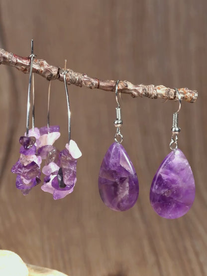 6-Piece Set Bohemian Style Amethyst Crystal Jewelry Set